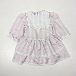 Vintage Demi Lass Girls Size 3T Pink Stripe Drop Waist Party